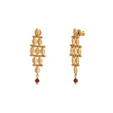 Petites boucles d'oreilles Babylone maille bijou grenat - doré Dore