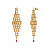 Boucles d'oreilles Babylone maille bijou grenat - doré Dore