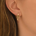 Mini boucles d'oreilles Babylone maille bijou grenat - doré Dore
