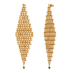 Boucles d'oreilles pendantes Babylone maille bijou grenat - doré Dore