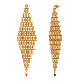 Boucles d'oreilles pendantes Babylone maille bijou grenat - doré Dore