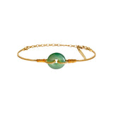 Bracelet fin réglable Babylone agate verte fils de soie - vert Agate verte