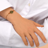 Bracelet fin réglable Babylone agate verte fils de soie - vert Agate verte