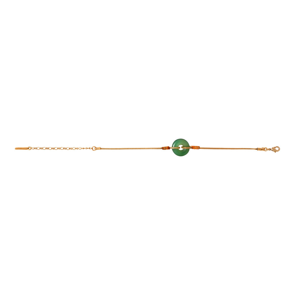 Bracelet fin réglable Babylone agate verte fils de soie - vert Agate verte