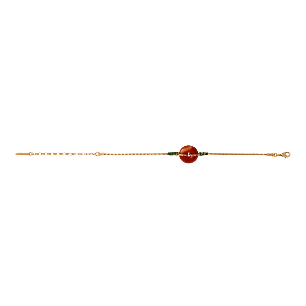 Bracelet fin réglable Babylone cornaline fils de soie - orange Cornaline