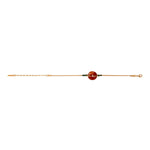 Bracelet fin réglable Babylone cornaline fils de soie - orange Cornaline