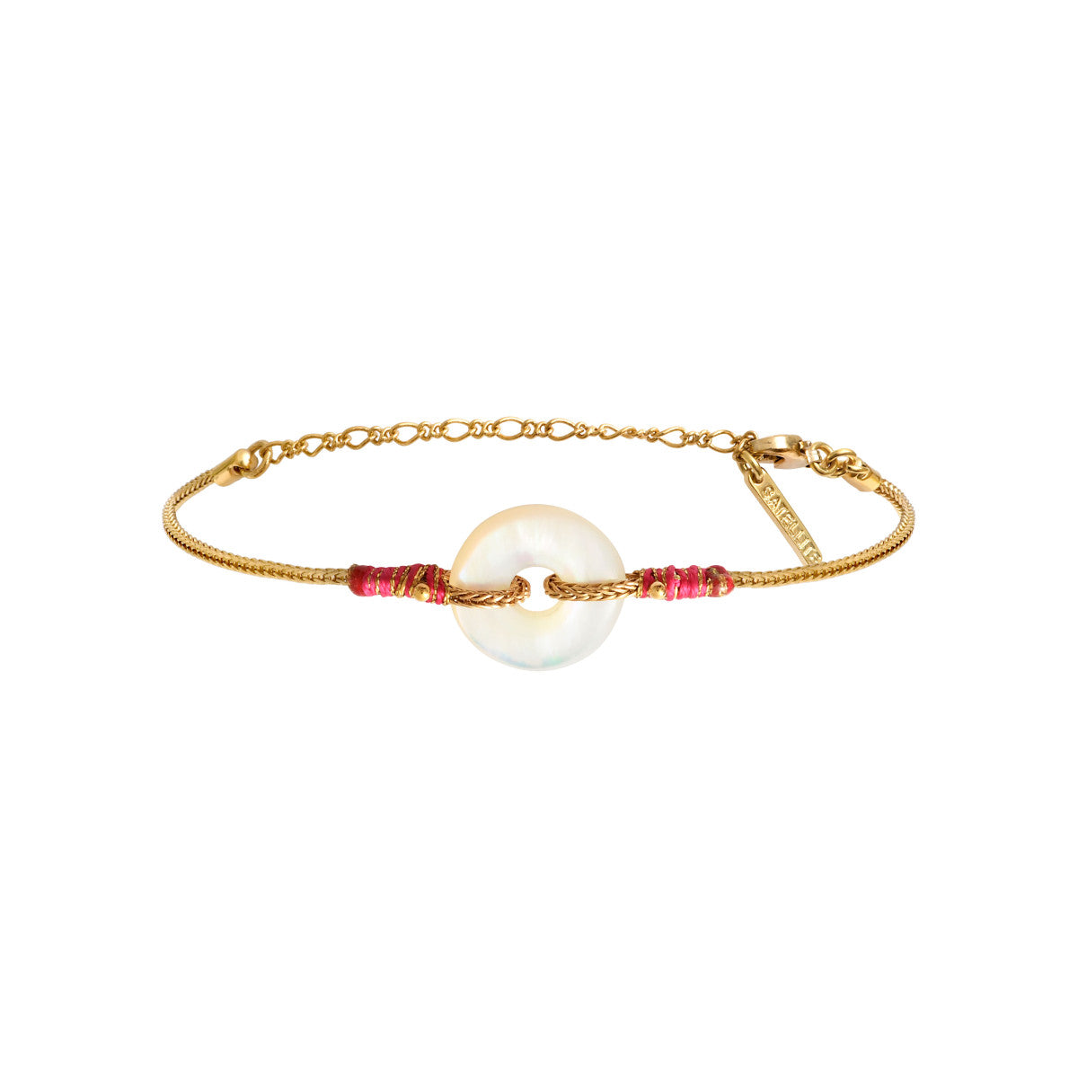 Bracelet fin réglable Babylone nacre fils de soie - blanc Nacre