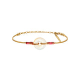 Bracelet fin réglable Babylone nacre fils de soie - blanc Nacre