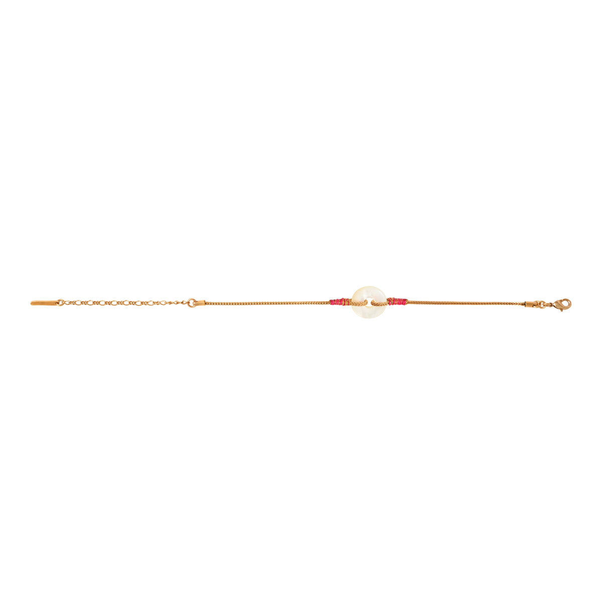 Bracelet fin réglable Babylone nacre fils de soie - blanc Nacre