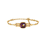 Bracelet fin réglable Babylone cabochon en améthyste - violet Amethyste
