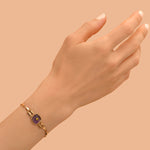 Bracelet fin réglable Babylone cabochon en améthyste - violet Amethyste