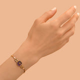 Bracelet fin réglable Babylone cabochon en améthyste - violet Amethyste