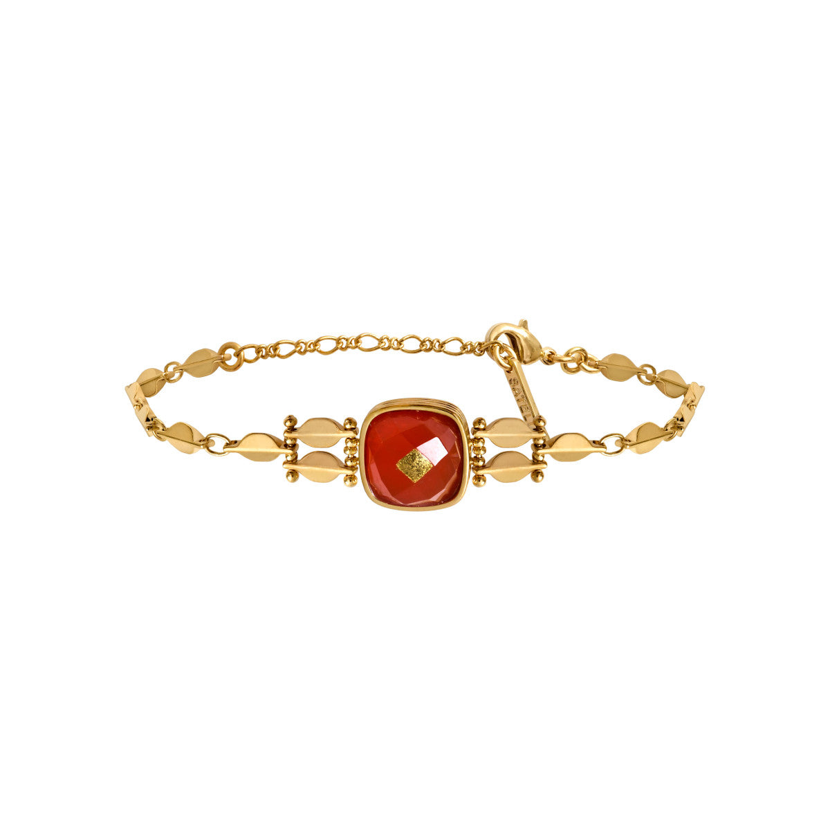 Bracelet fin réglable Babylone cabochon en cornaline - orange Cornaline