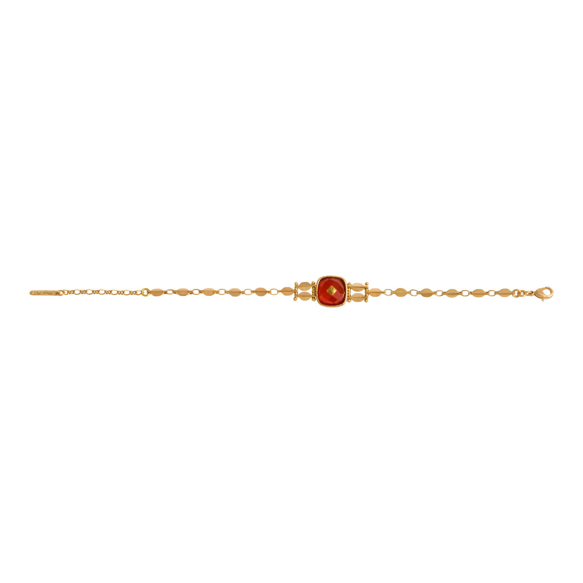 Bracelet fin réglable Babylone cabochon en cornaline - orange Cornaline