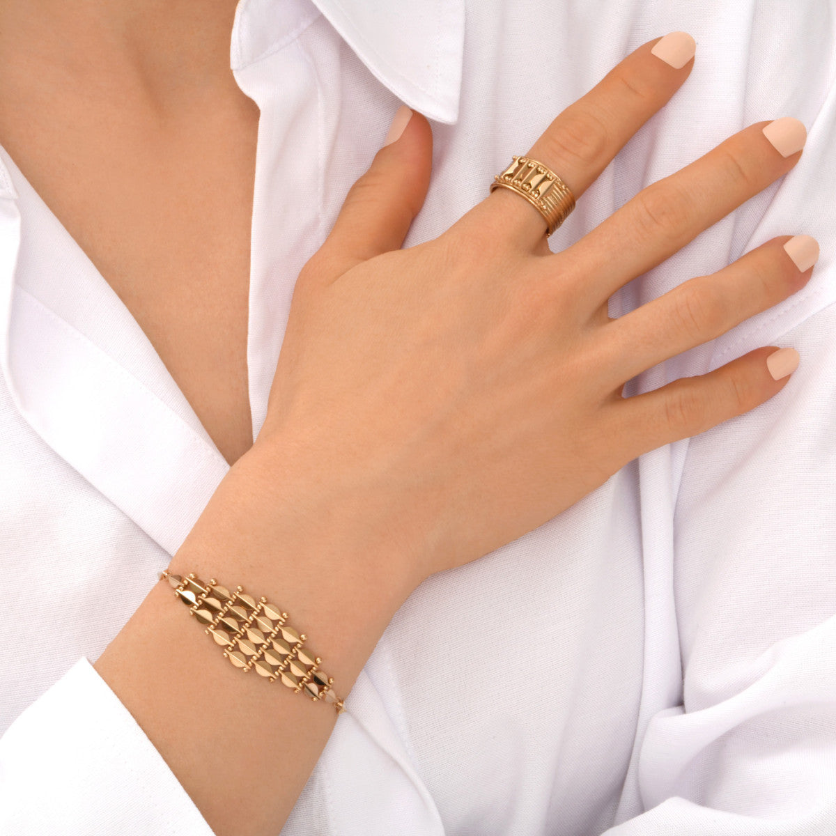 Bracelet fin réglable Babylone en maille souple - doré Dore