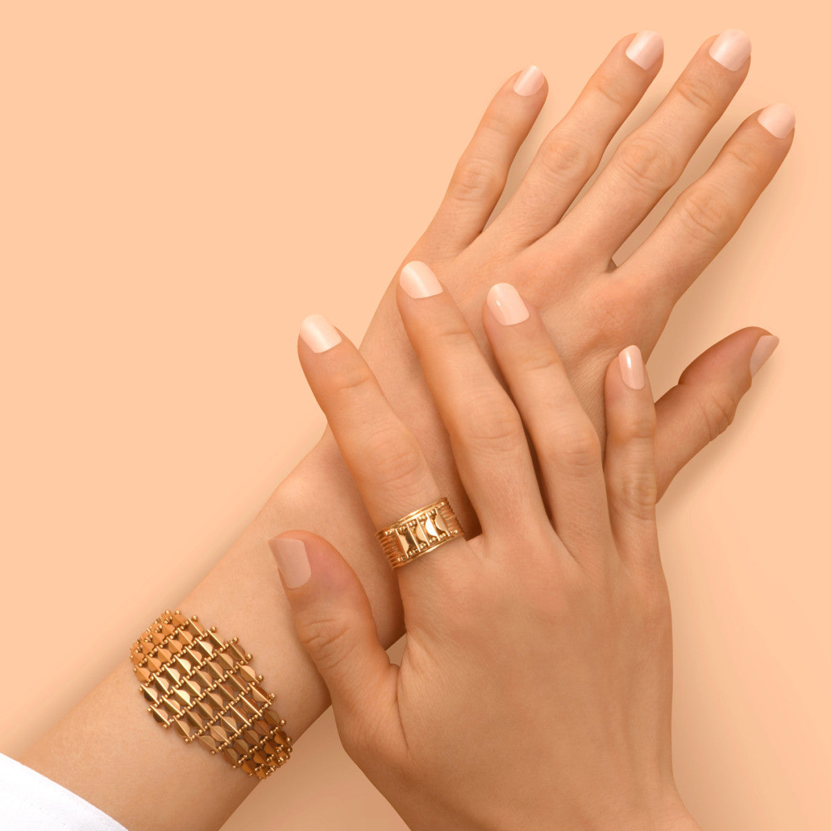 Grand bracelet réglable Babylone en maille souple - doré Dore