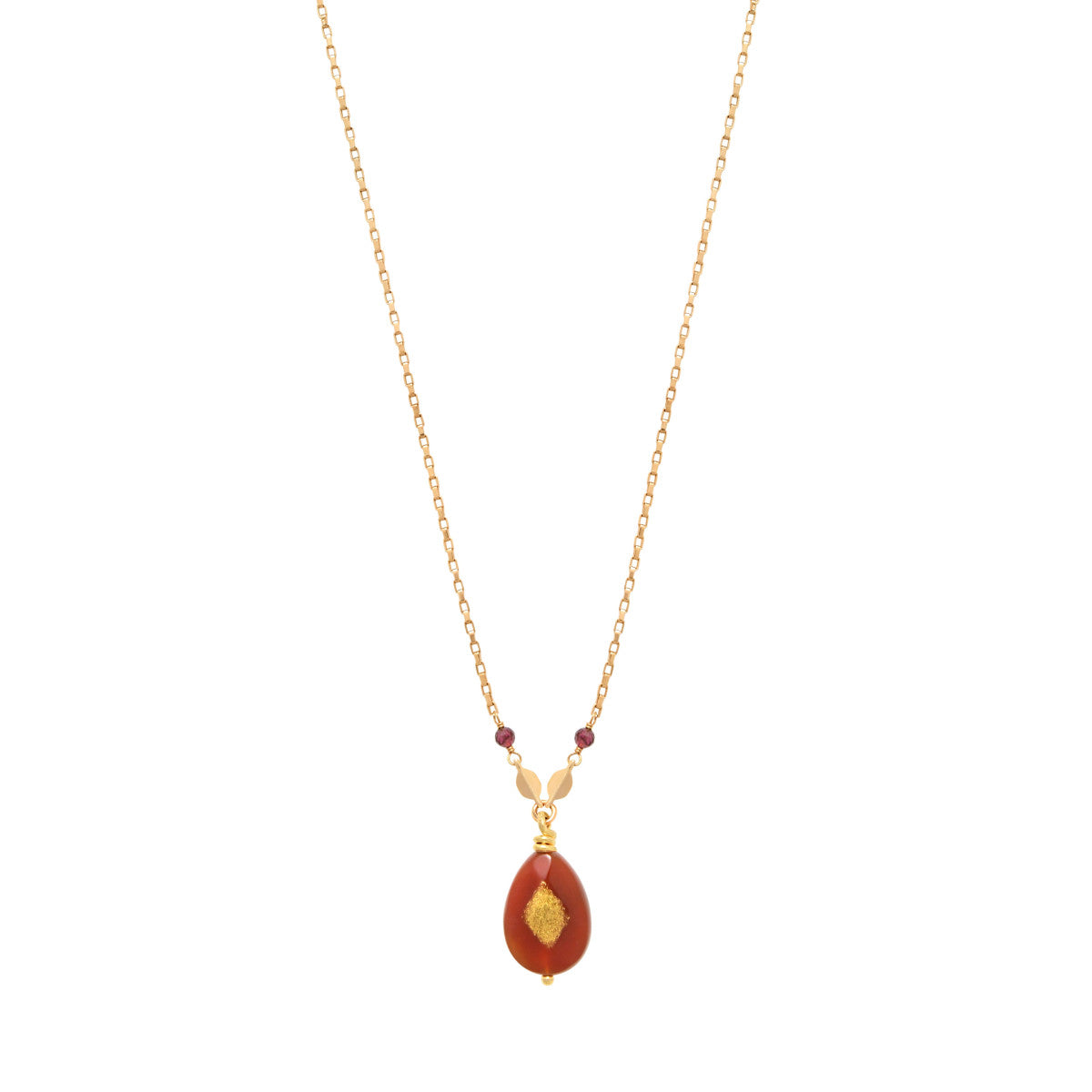 Collier pendentif réglable Babylone cornaline - orange Cornaline