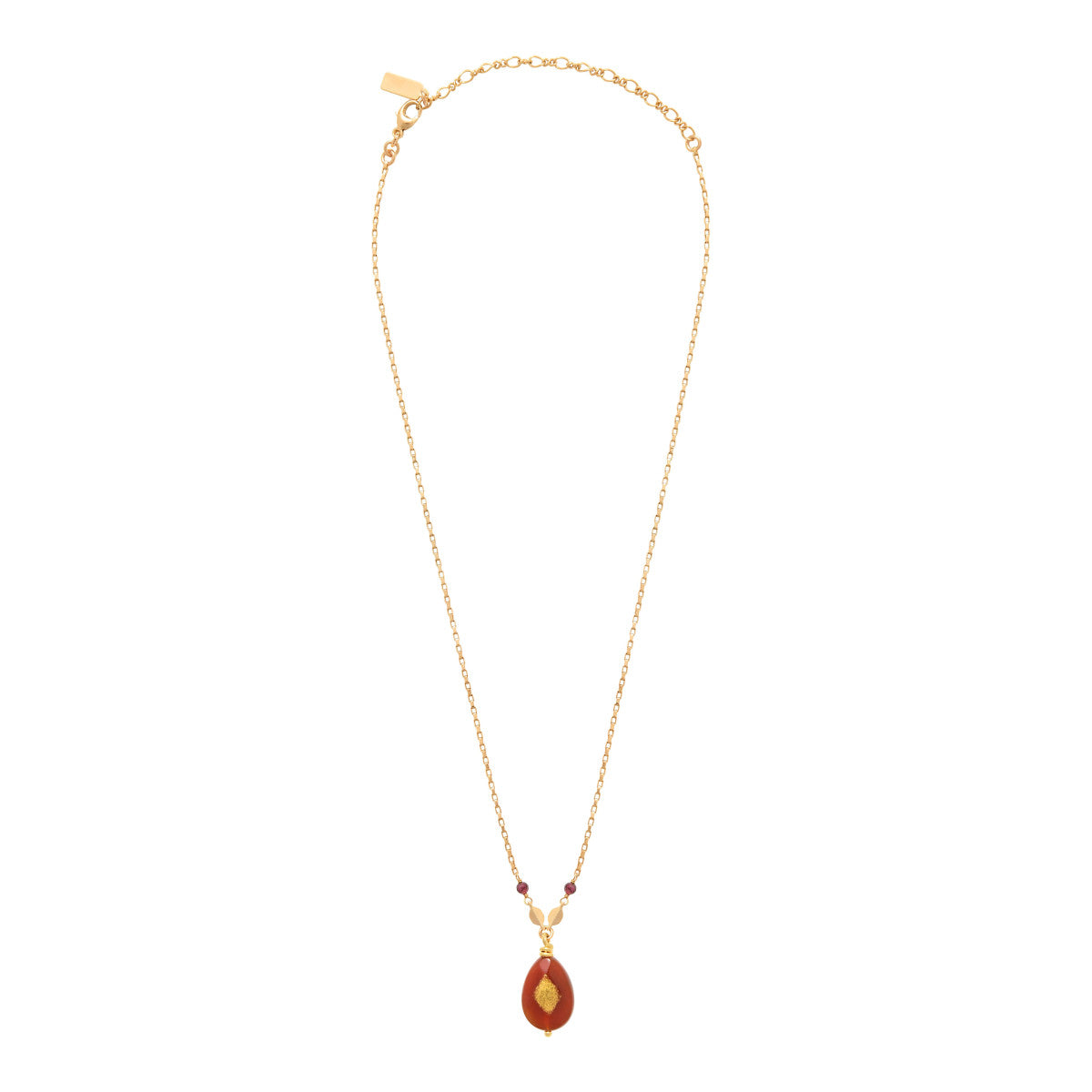Collier pendentif réglable Babylone cornaline - orange Cornaline