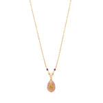 Collier pendentif réglable Babylone quartz fraise - rose Strawberry quartz