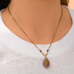 Collier pendentif réglable Babylone quartz fraise - rose Strawberry quartz