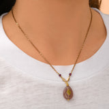 Collier pendentif réglable Babylone quartz fraise - rose Strawberry quartz