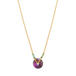Collier pendentif réglable Babylone améthyste fils de soie - violet Amethyste