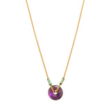 Collier pendentif réglable Babylone améthyste fils de soie - violet Amethyste