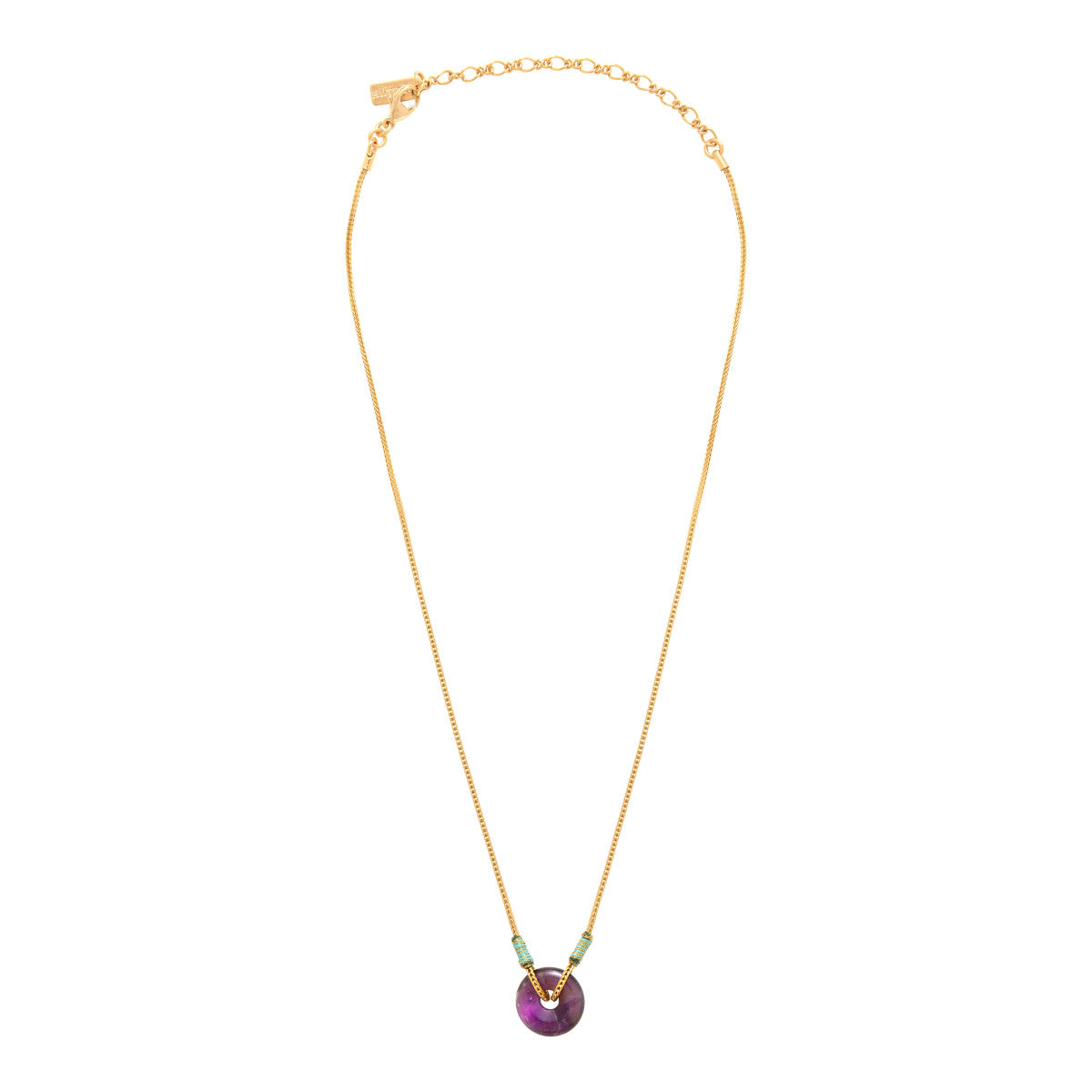 Collier pendentif réglable Babylone améthyste fils de soie - violet Amethyste