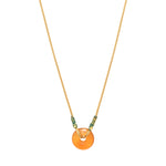 Collier pendentif réglable Babylone cornaline et fils de soie - orange Cornaline