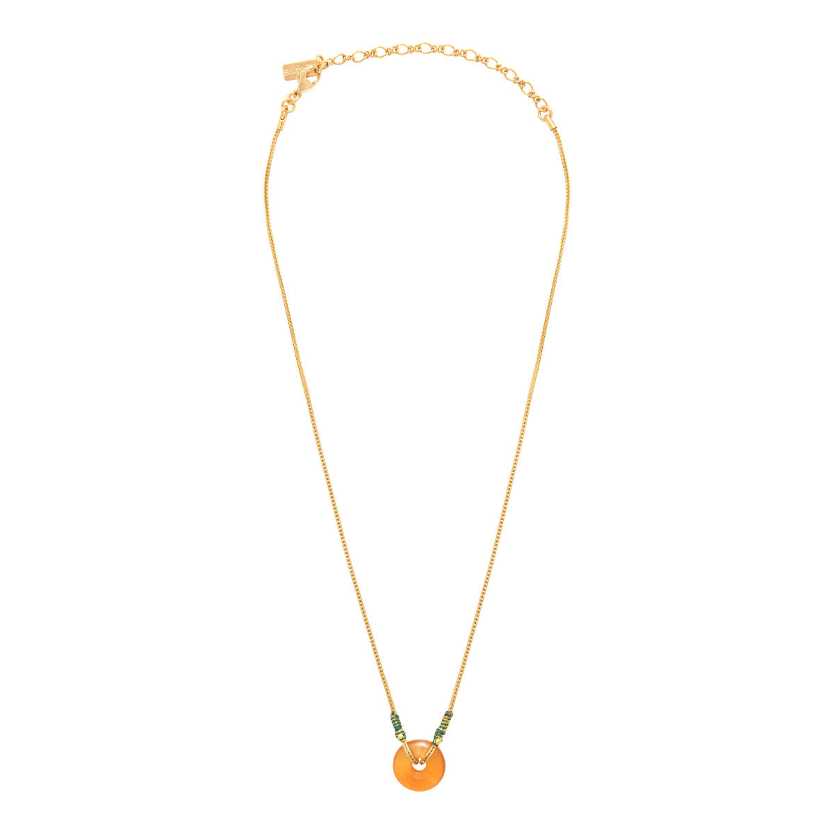 Collier pendentif réglable Babylone cornaline et fils de soie - orange Cornaline