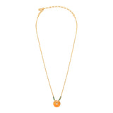 Collier pendentif réglable Babylone cornaline et fils de soie - orange Cornaline
