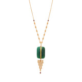 Collier pendentif réglable Babylone agate verte et maille bijou - vert Agate verte