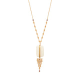 Collier pendentif réglable Babylone cristal de roche et maille bijou - blanc Cristal