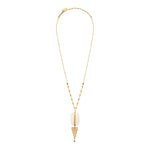 Collier pendentif réglable Babylone cristal de roche et maille bijou - blanc Cristal