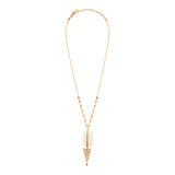Collier pendentif réglable Babylone cristal de roche et maille bijou - blanc Cristal