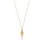 Petit collier pendentif réglable Babylone maille bijou et grenat - doré Dore