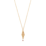 Petit collier pendentif réglable Babylone maille bijou et grenat - doré Dore