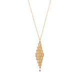 Collier pendentif réglable Babylone maille bijou et grenat - doré Dore