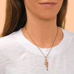 Petit collier pendentif réglable Babylone maille bijou et grenat - doré Dore