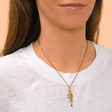 Petit collier pendentif réglable Babylone maille bijou et grenat - doré Dore