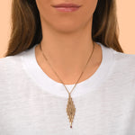 Collier pendentif réglable Babylone maille bijou et grenat - doré Dore