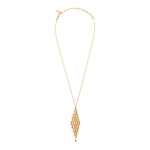 Collier pendentif réglable Babylone maille bijou et grenat - doré Dore