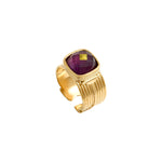 Bague ajustable Babylone cabochon d'améthyste - violet Amethyste
