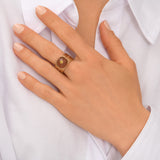 Bague ajustable Babylone cabochon de quartz - rose Strawberry quartz