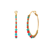 Grandes créoles Iancura pierres gemmes - turquoise et cornaline Turquoise cornaline