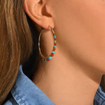 Grandes créoles Iancura pierres gemmes - turquoise et cornaline Turquoise cornaline
