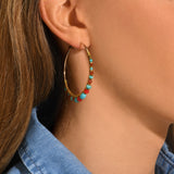 Grandes créoles Iancura pierres gemmes - turquoise et cornaline Turquoise cornaline