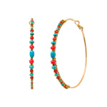 Maxi créoles Iancura pierres gemmes - turquoise et cornaline Turquoise cornaline