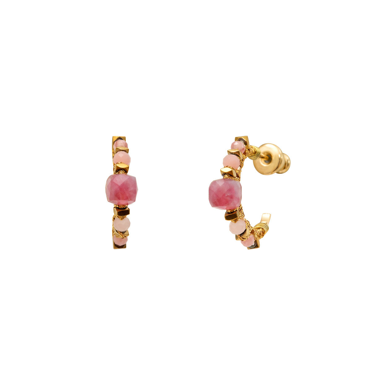 Mini créoles Iancura pierres gemmes Ø 1,5 cm - rose Rose