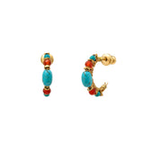Mini créoles Iancura pierres gemmes - turquoise et cornaline Turquoise cornaline